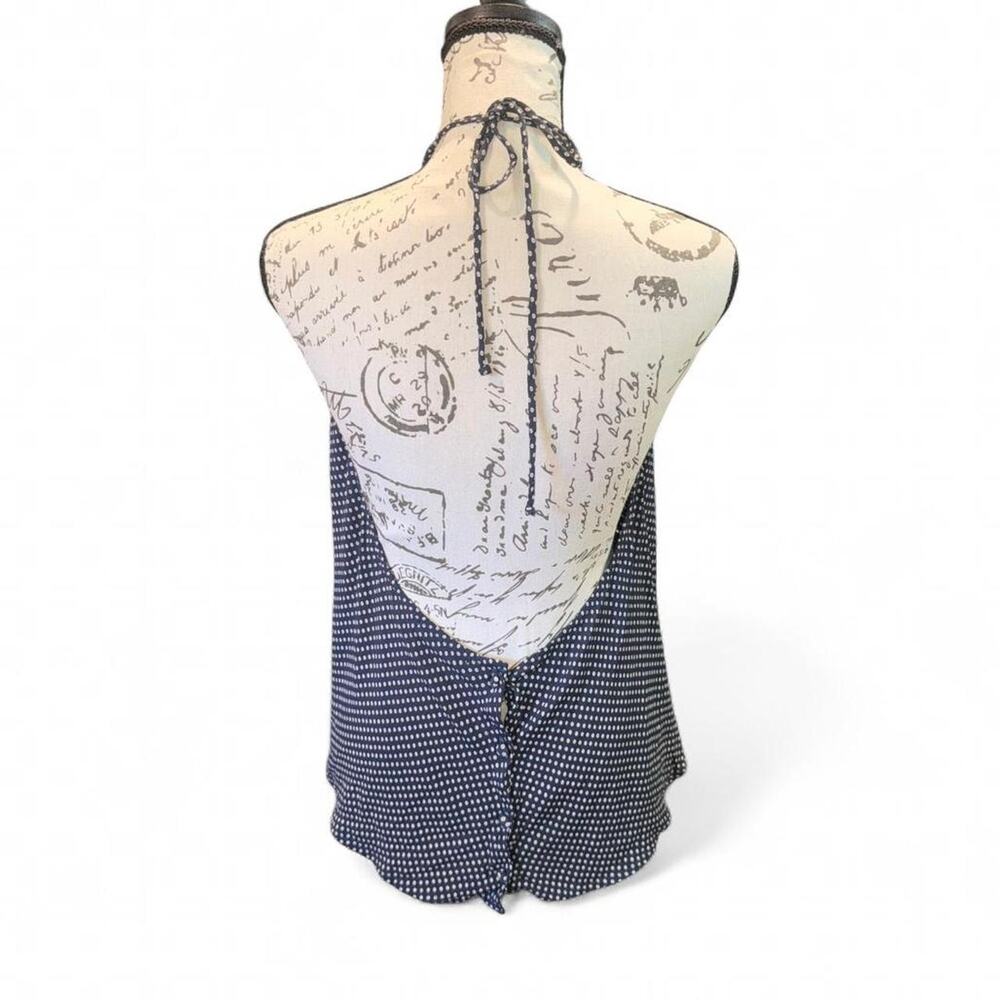 Flynn Skye Navy & White Polka Dot Backless Halter Top Summer Boho Sexy M